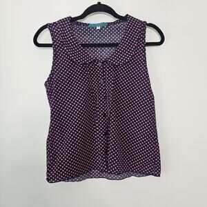 Julia's Closet Women's Polka Dot Chiffon Sleeveless Top Peter Pan Medium